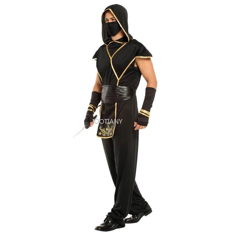 Déguisement Ninja Samouraï Noir et Or Homme – vue 3