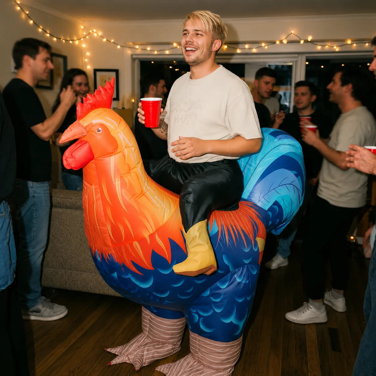 Déguisement Gonflable Coq à Chevaucher Adulte – vue 2