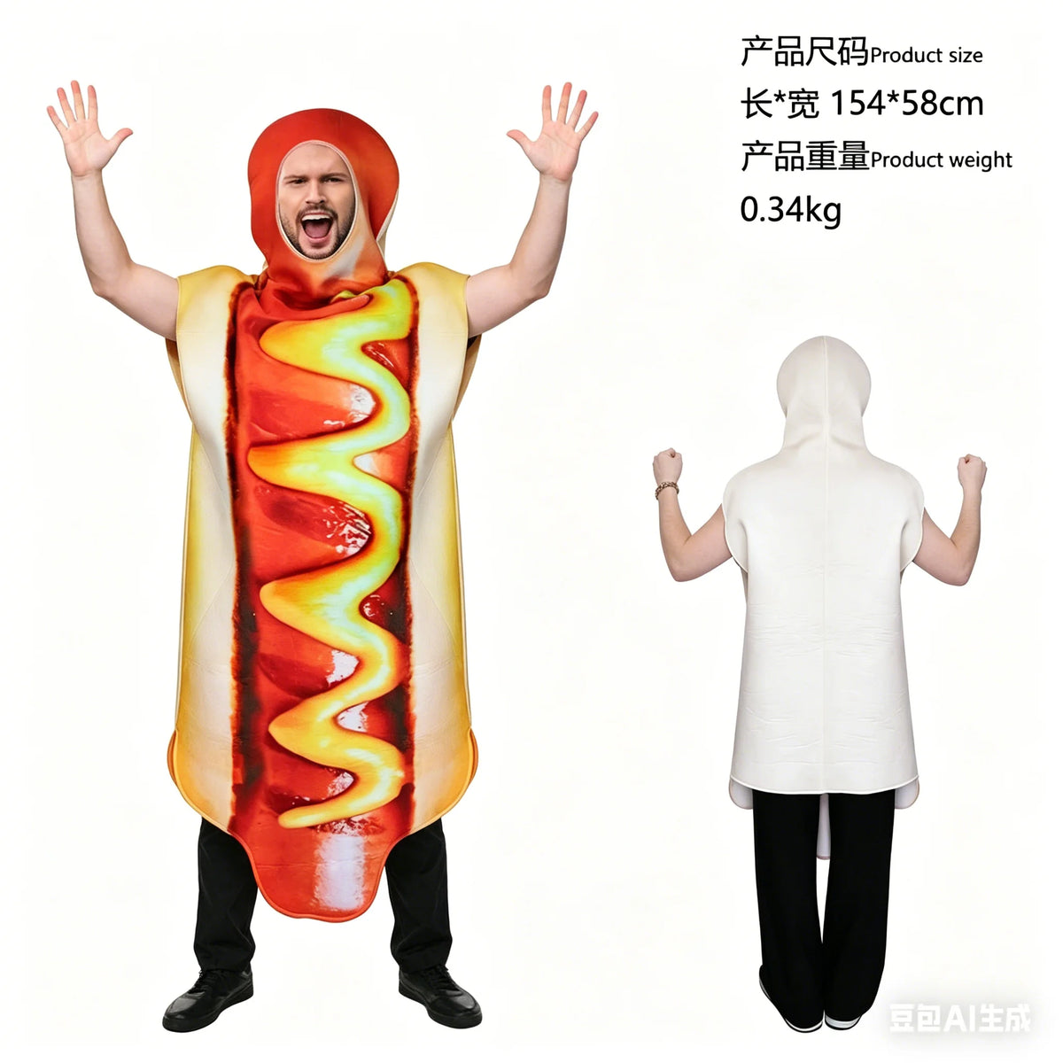Combinaison Imprimé Fast-Food Rigolote – Hot-Dog, Pizza, Burger – vue 5