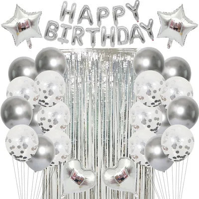 Kit Décoration Ballons Happy Birthday Or Rose avec Confettis – vue 7