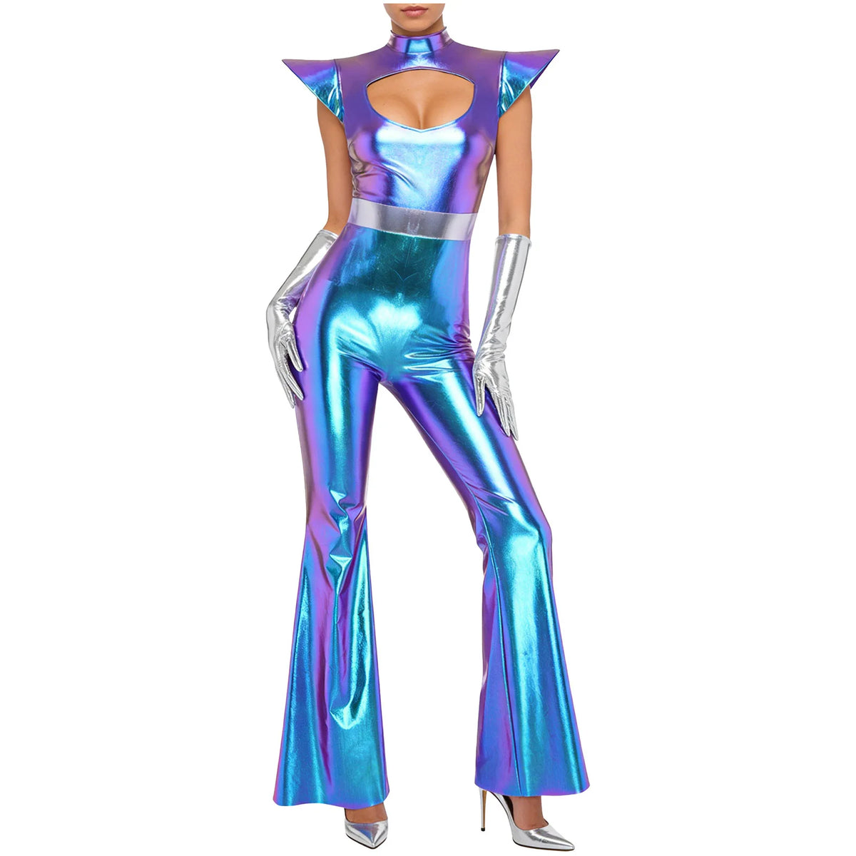 Combinaison Disco Alien Métallisée Femme – vue 3
