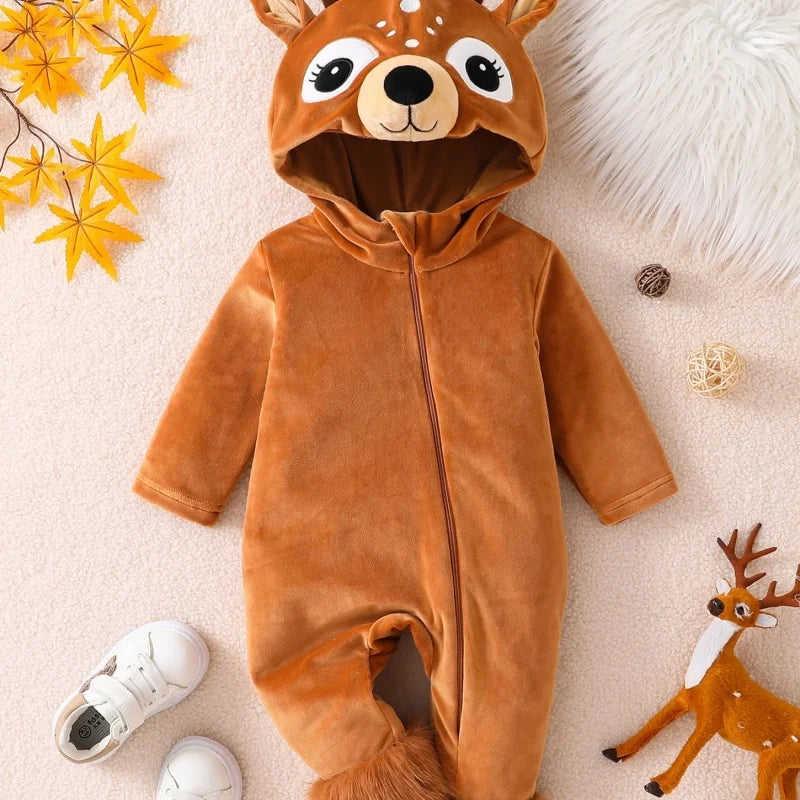 Déguisement Renne Bébé - Combinaison Peluche à Capuche – vue 3