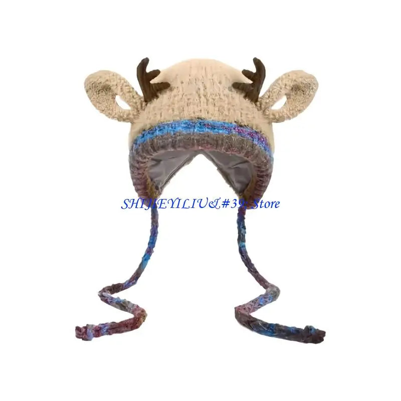 Bonnet Tricoté avec Cornes de Renne – Hiver et Noël – vue 3