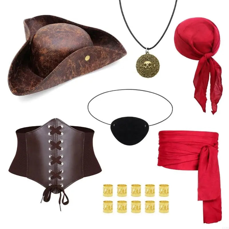 Kit Pirate – Foulard, Collier, Cache-Œil et Ceinture – vue 5