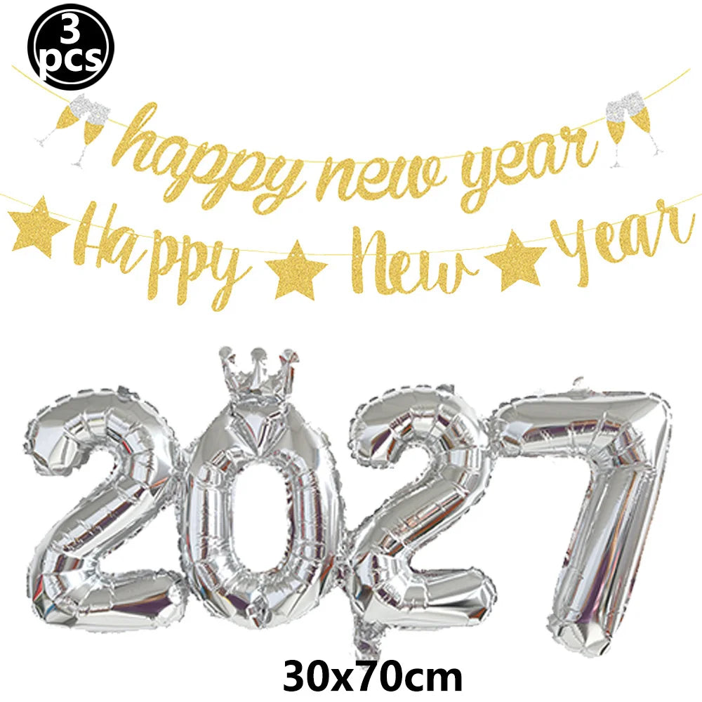 Kit Décoration Nouvel An Doré - Banderoles, Ballons et Chiffres 2027 – vue 7