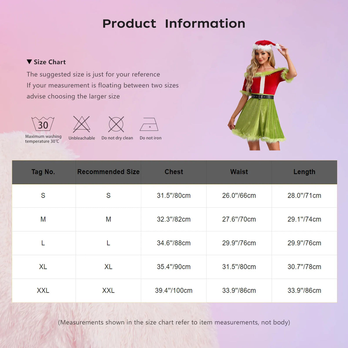 Robe Mère Noël Épaules Dénudées avec Ceinture – vue 6