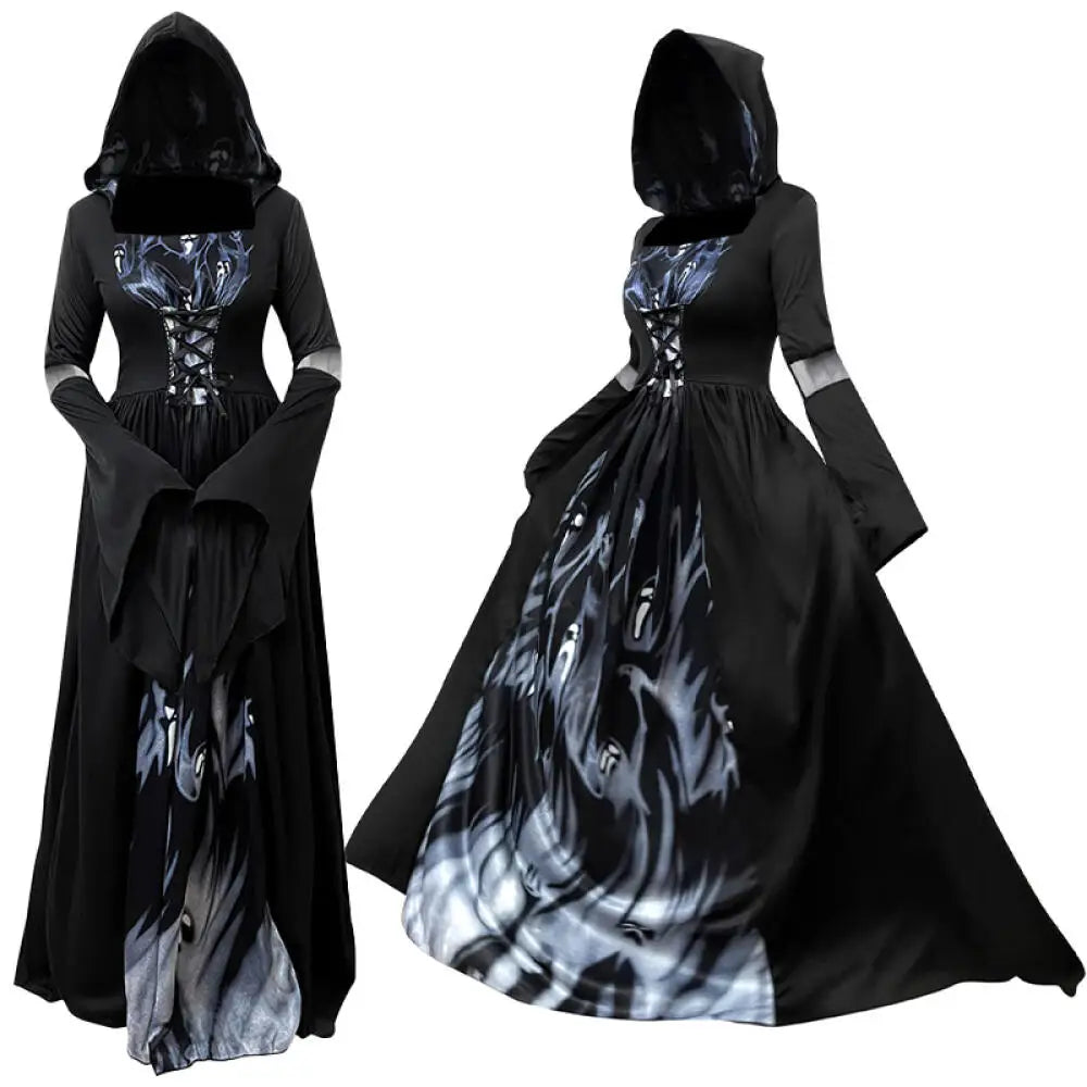 Robe Longue Sorcière Vampire à Capuche – vue 2