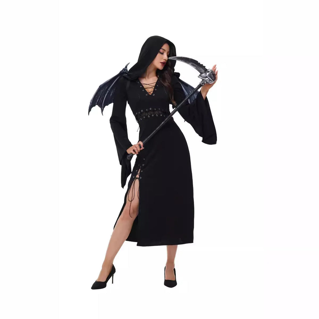 Robe Noire Gothique Femme – Sorcière, Vampire ou Démone – vue 3