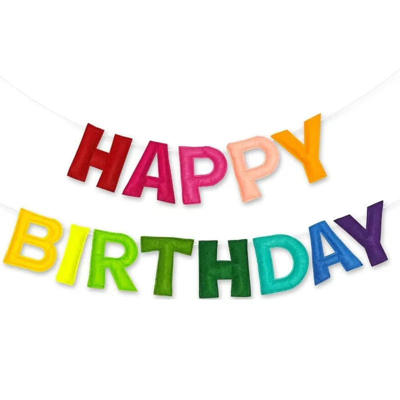 Bannière Happy Birthday Arc-en-Ciel Colorée en Tissu – vue 5