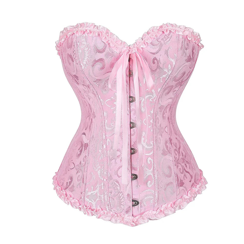 Corset Bustier Jacquard Rose Vintage