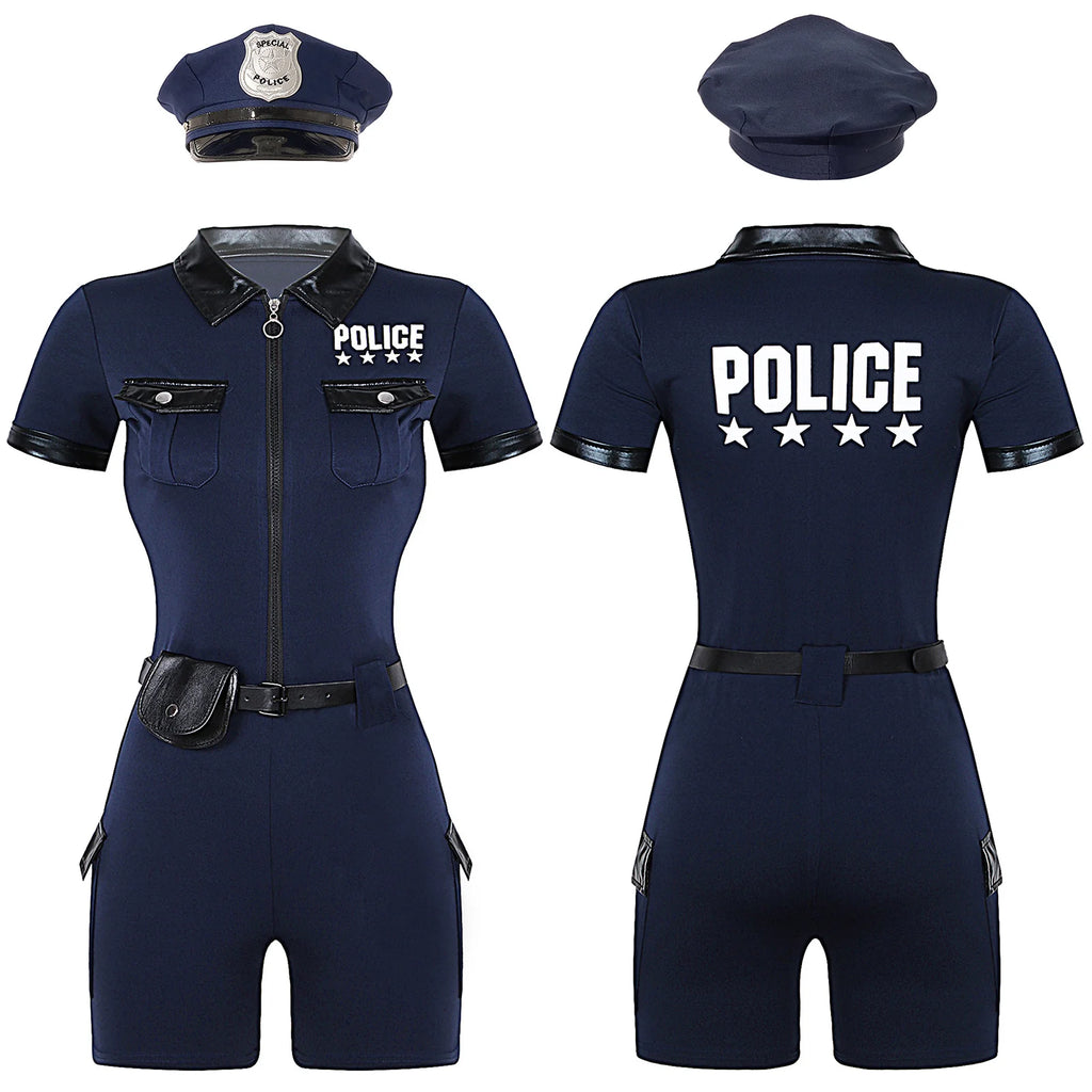 Déguisement Policière - Combinaison avec Ceinture et Casquette – vue 7