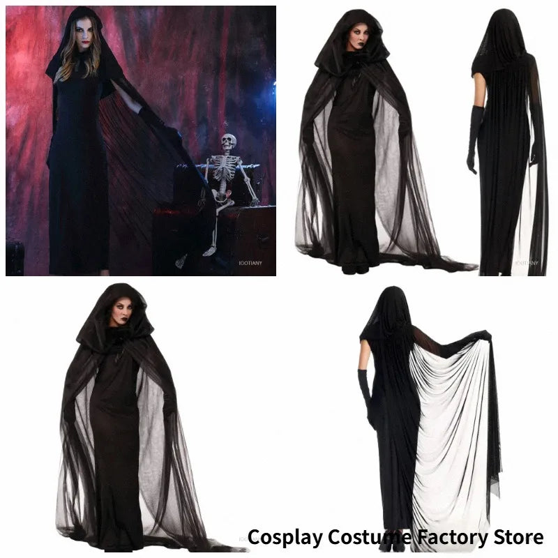 Robe Sorcière Vampire à Capuche Sexy