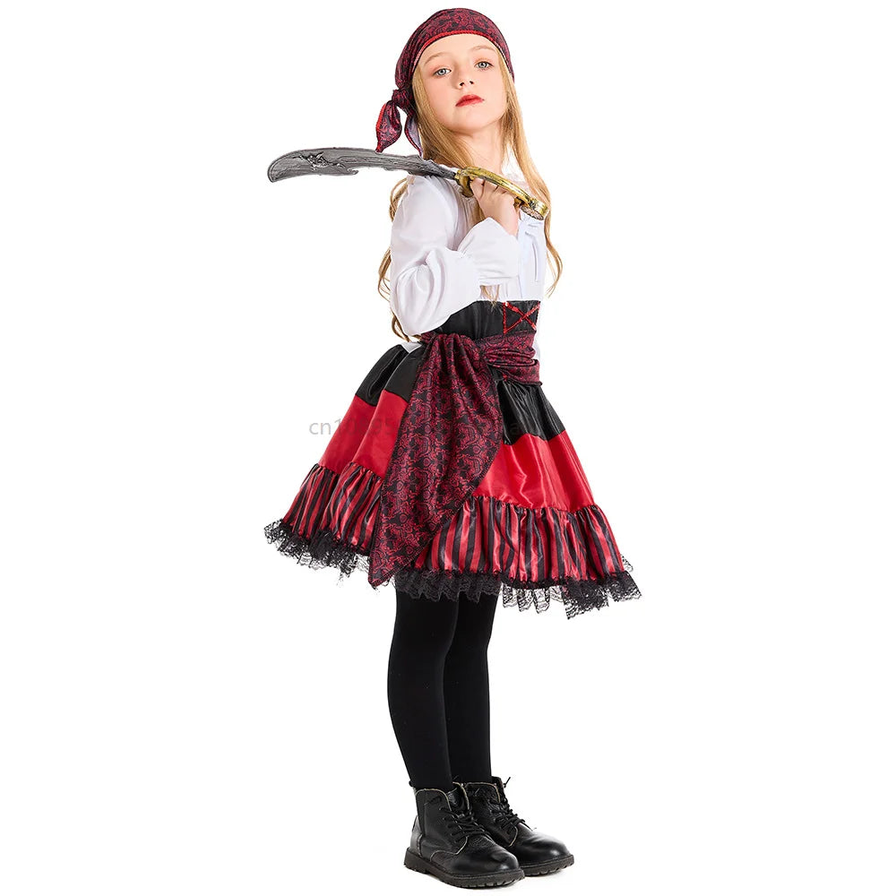 Déguisement Reine Pirate Femme – Rayures Rouges et Dentelle – vue 4