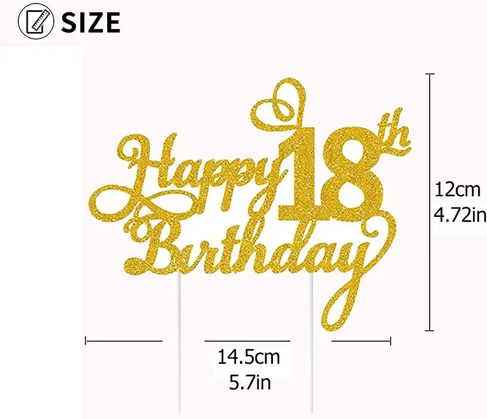 Topper Gâteau Happy Birthday Chiffre d'Âge - Lot de 1 à 20 pièces – vue 2