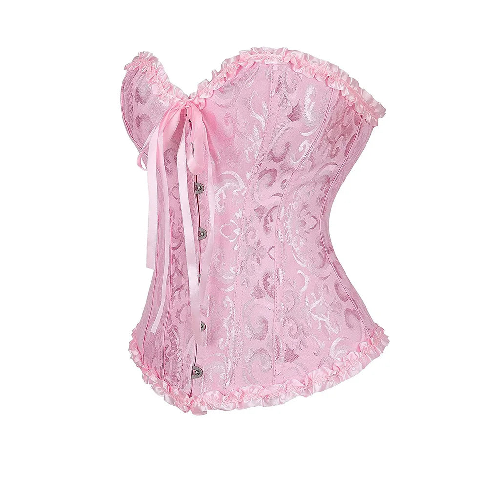 Corset Bustier Jacquard Rose Vintage – vue 3