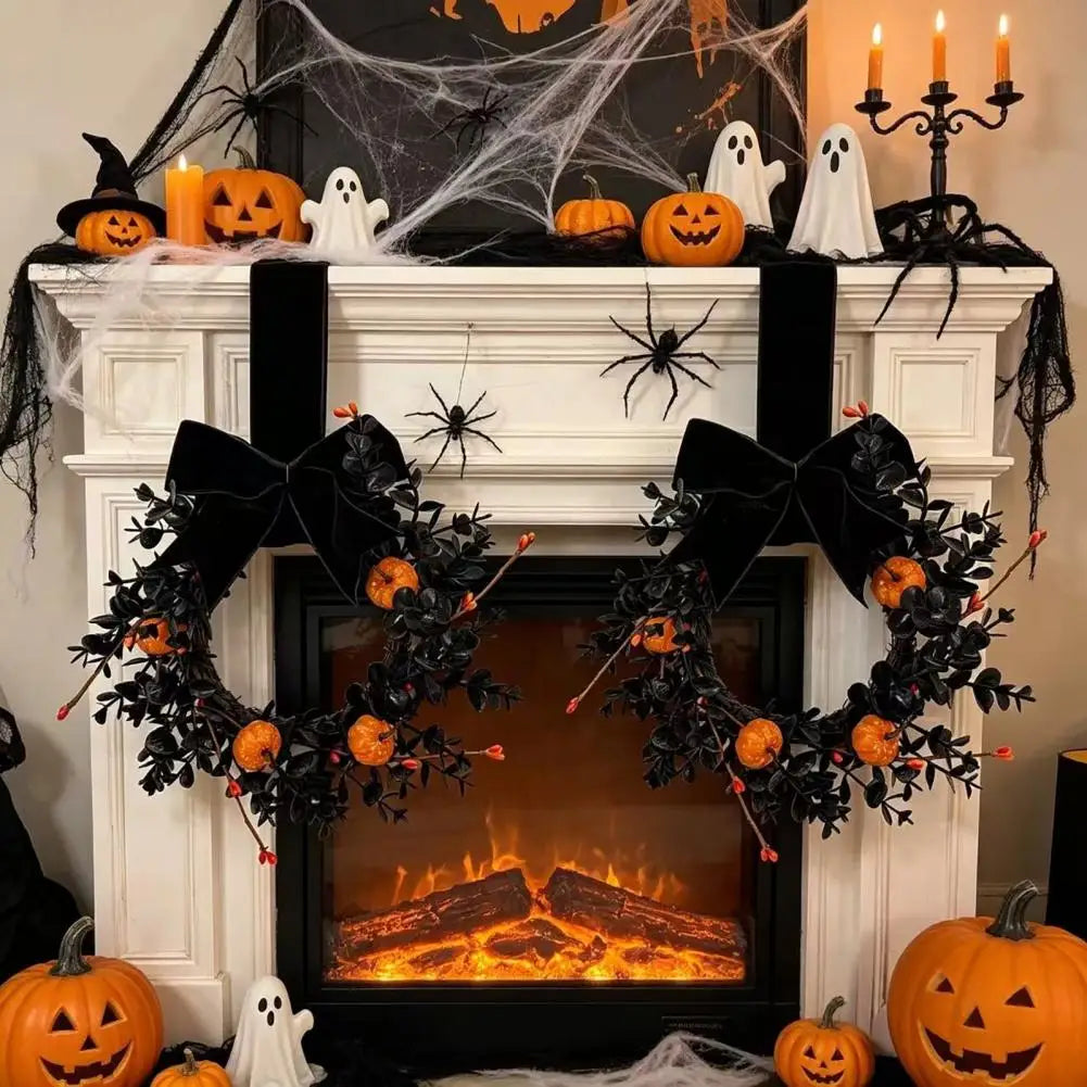 Couronne décorative noire Halloween – vue 6