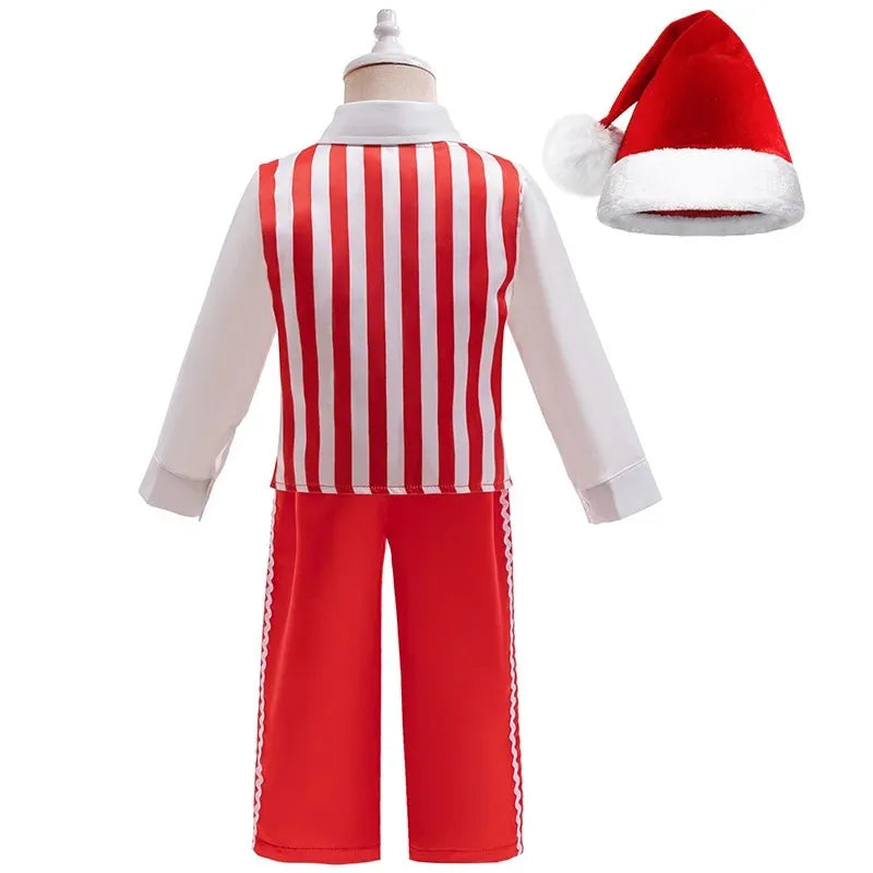 Costume de Noël Rayé Rouge et Blanc 3 Pièces avec Bonnet – vue 2