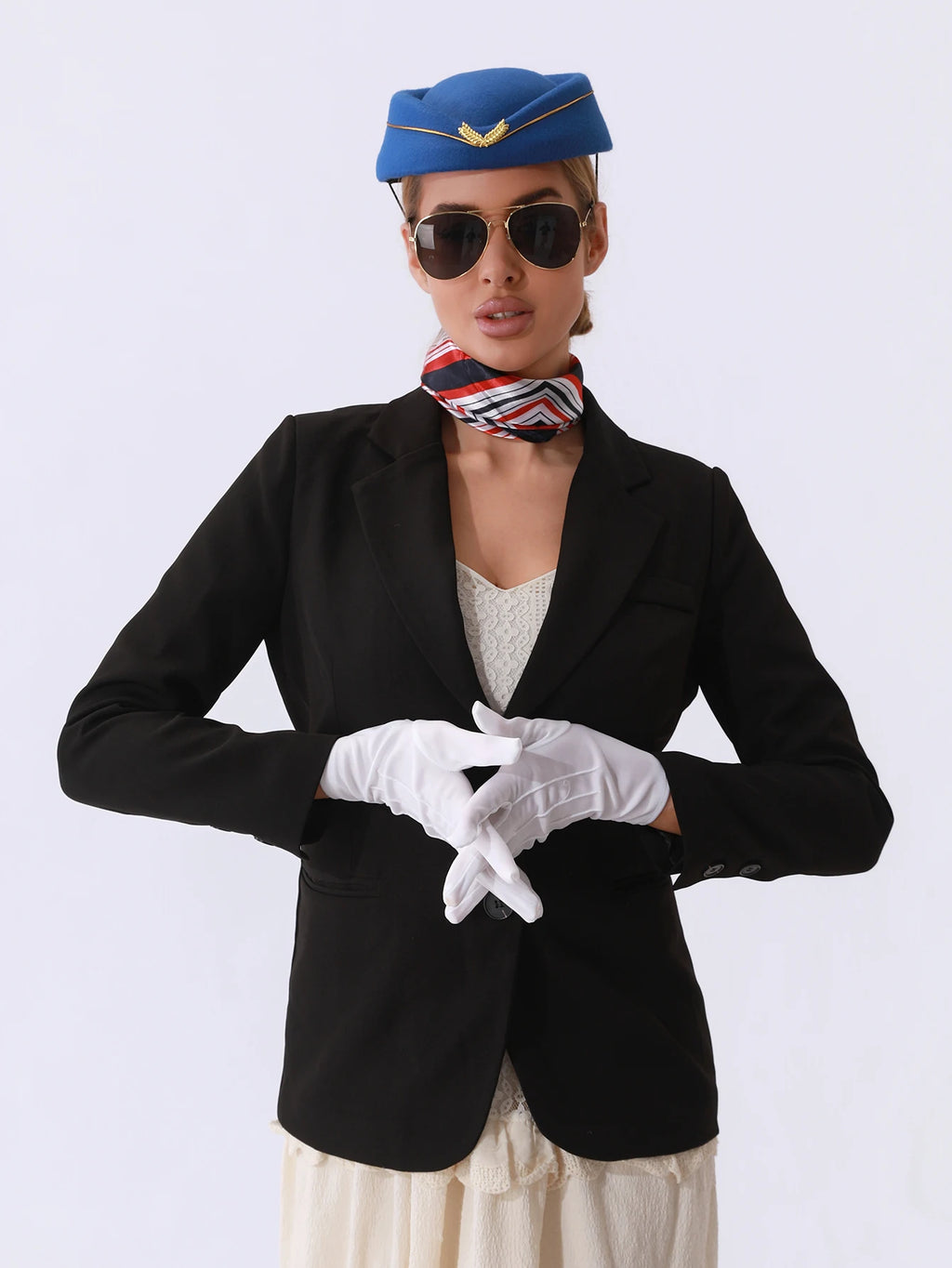 Kit Hôtesse de l'Air – Chapeau, Foulard, Gants et Lunettes – vue 5