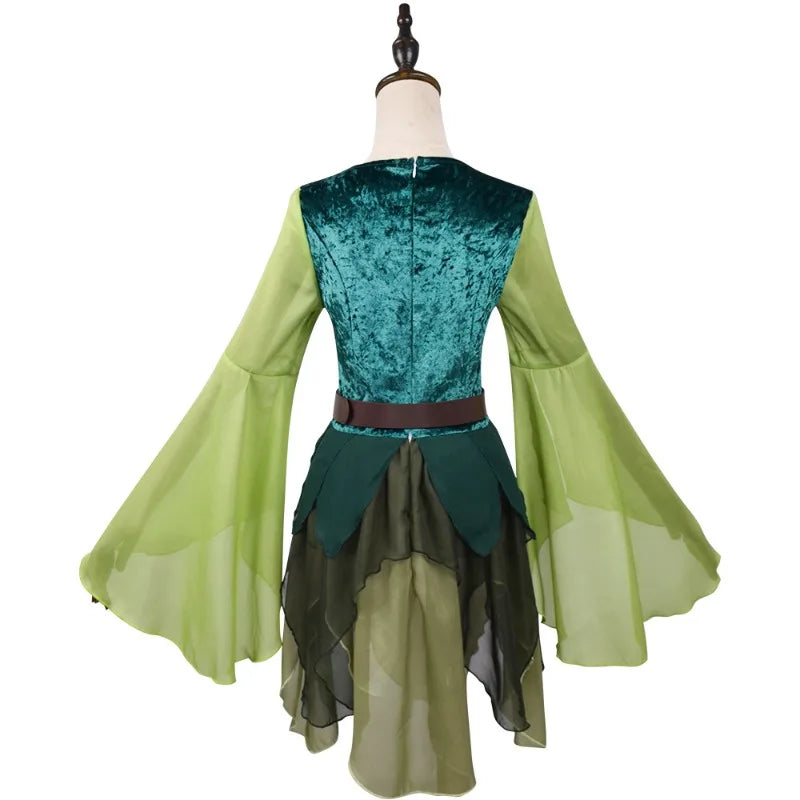 Robe de Fée Elfe Verte Médiévale avec Ailes et Ceinture – vue 3