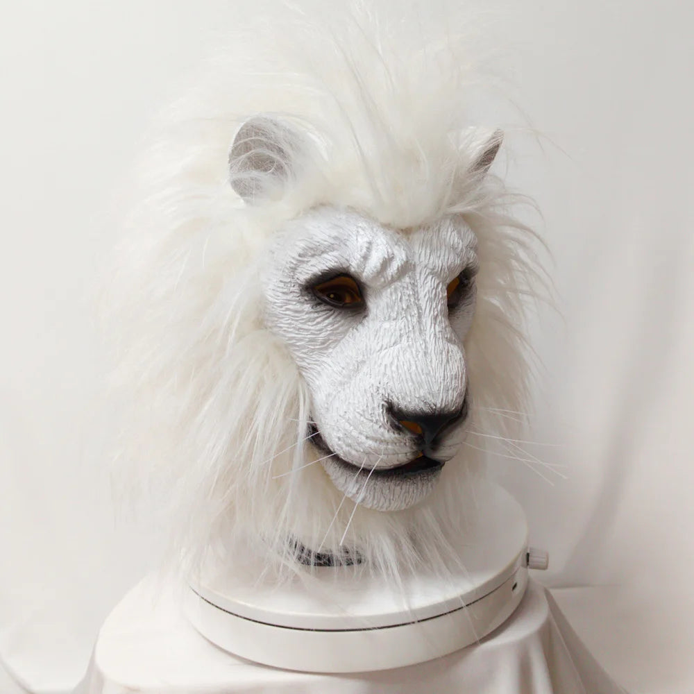 Masque Lion Blanc en Latex – vue 3