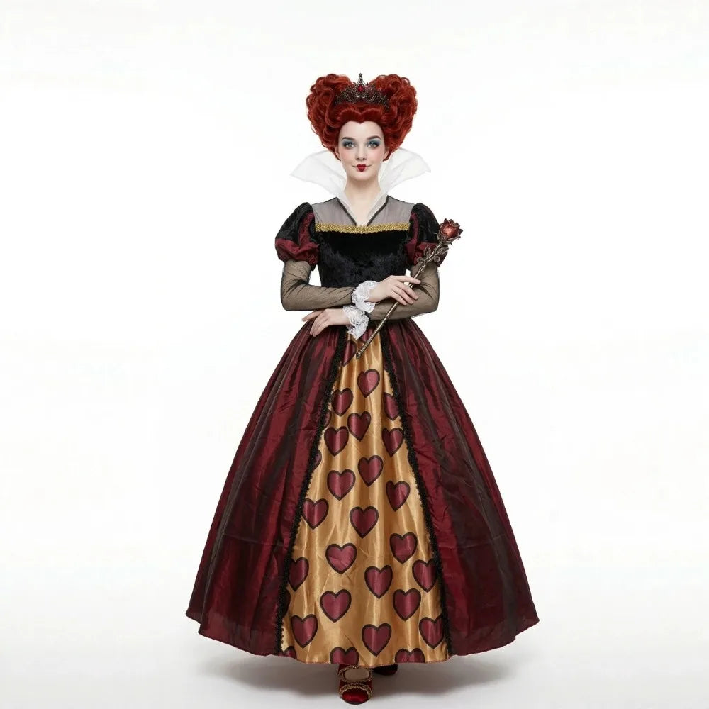Déguisement Reine de Cœur — Robe Rouge, Couronne et Perruque – vue 3