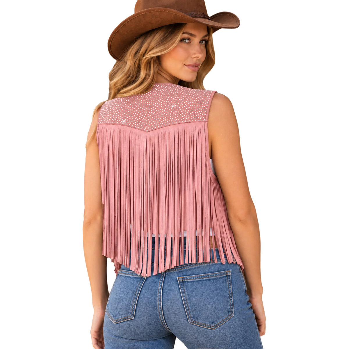 Gilet Cowgirl à Franges et Strass Femme – vue 2