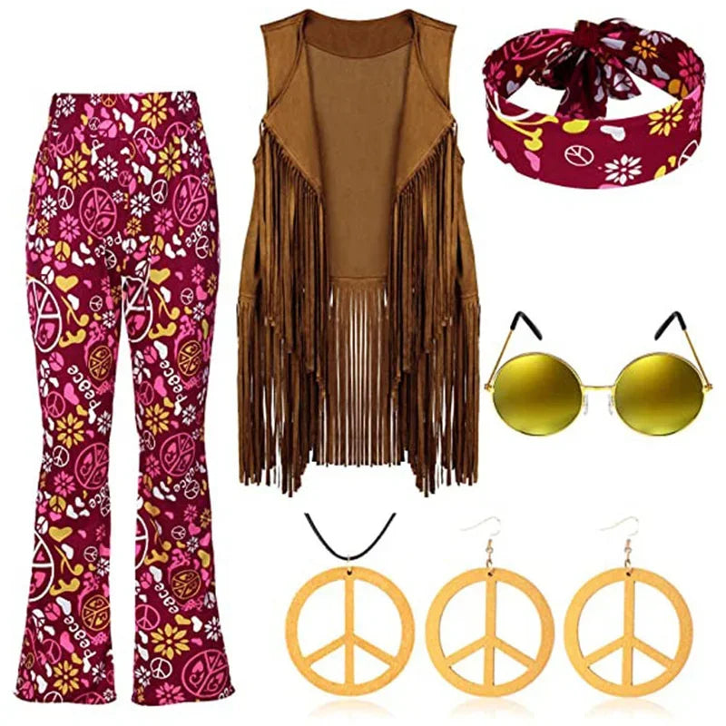 Déguisement Hippie Peace & Love Femme à Franges – vue 7