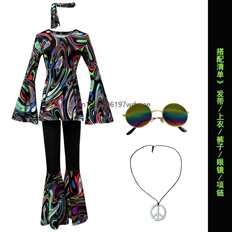 Déguisement Hippie Disco Femme Multicolore avec Bandeau – vue 18