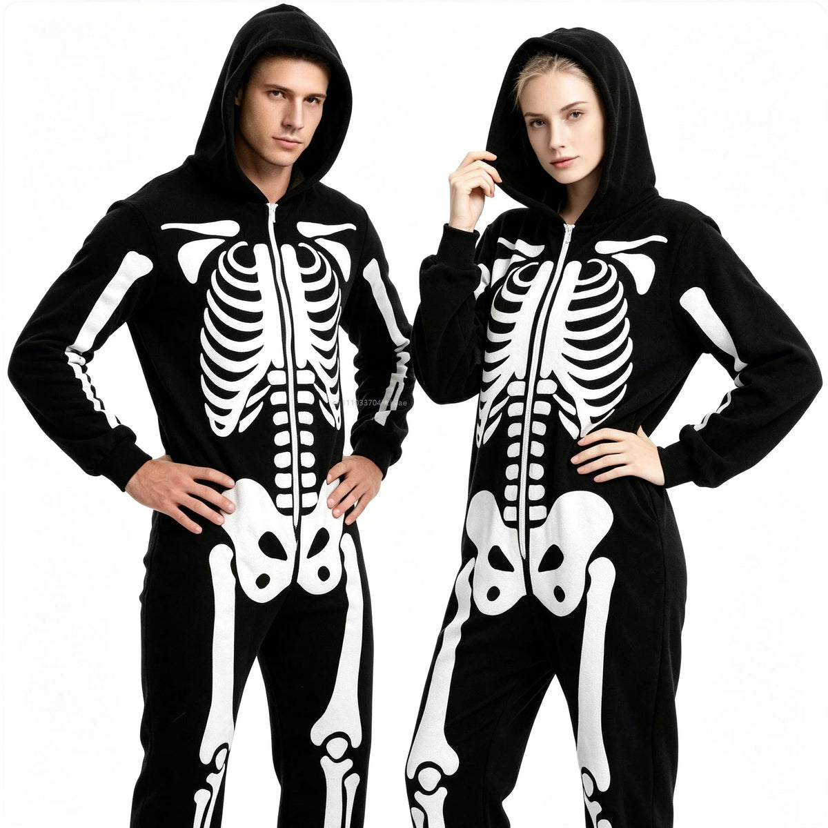 Combinaison Squelette à Capuche – Déguisement Couple – vue 4