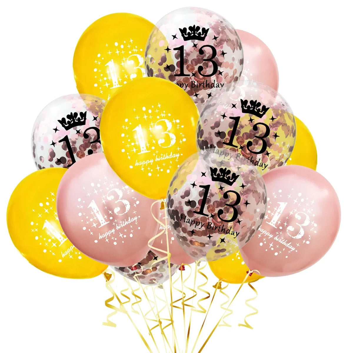 Lot de 15 Ballons Latex Or, Argent et Confettis – vue 34