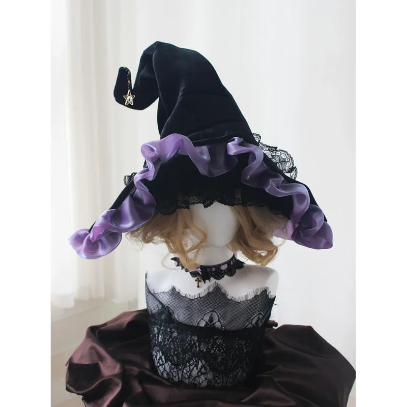 Chapeau de Sorcière Gothique avec Nœud Violet – vue 2