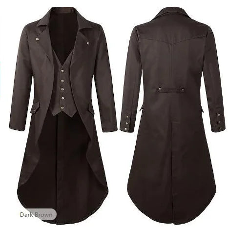 Veste Gothique Steampunk Homme - Costume Médiéval Asymétrique – vue 6