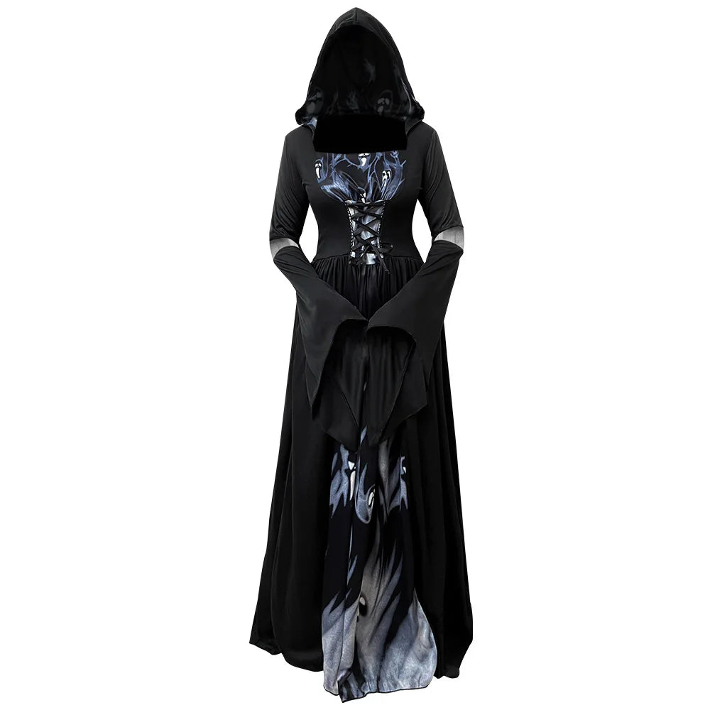 Robe Longue Sorcière Vampire à Capuche – vue 7