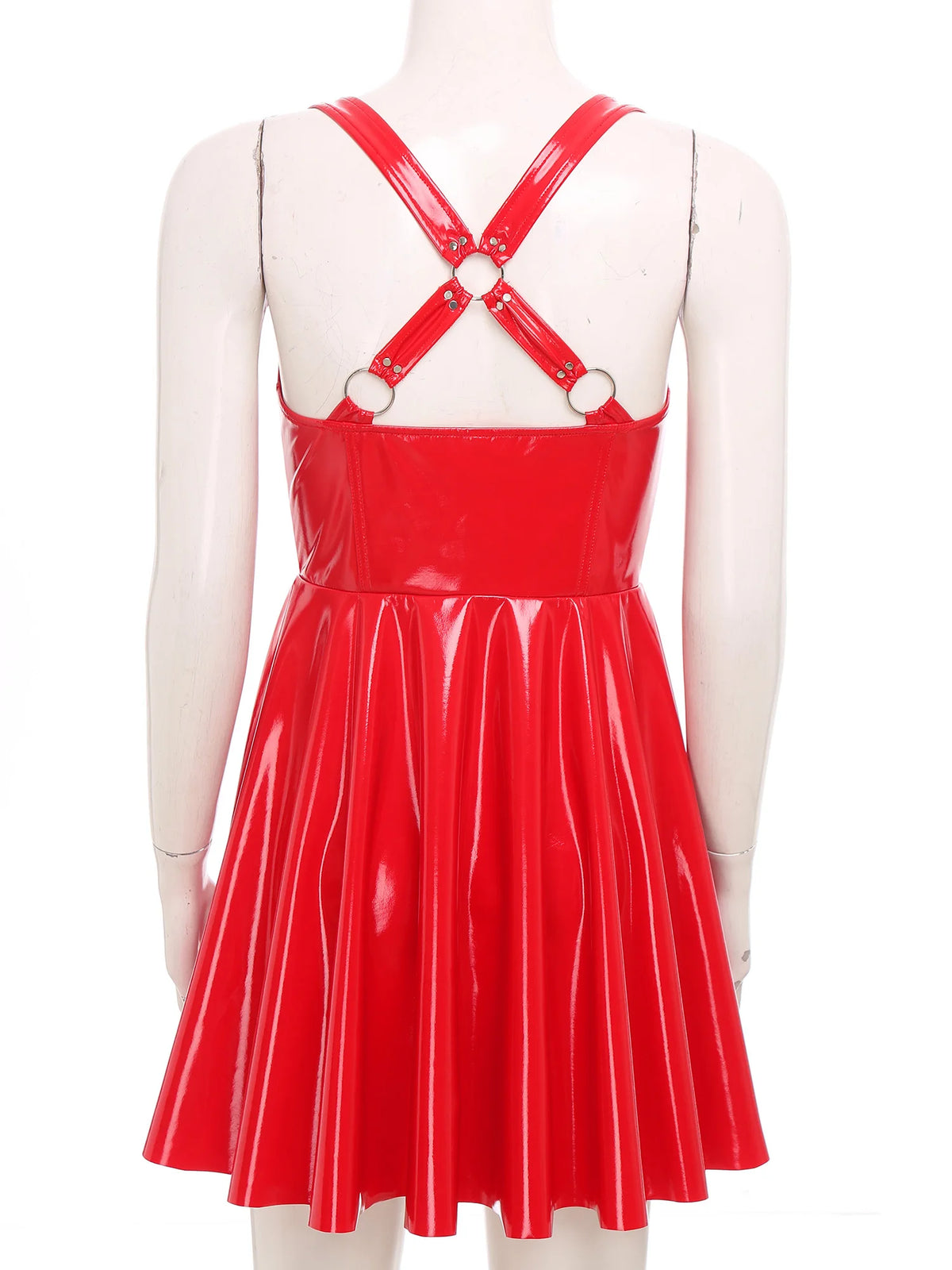 Robe Moulante Effet Cuir Mouillé Gothique Sexy – vue 3