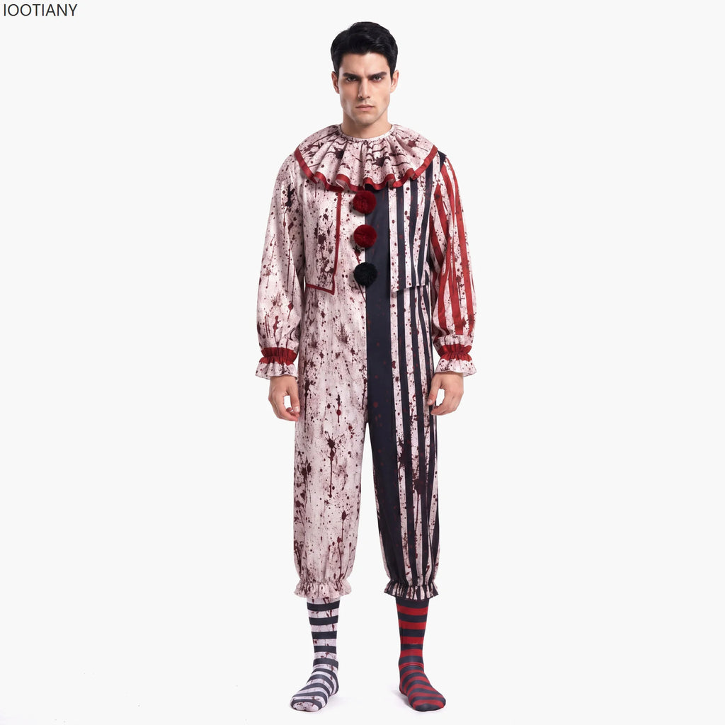 Combinaison Clown Sanglant Femme – Tenue de Cirque Gothique Rayée – vue 2