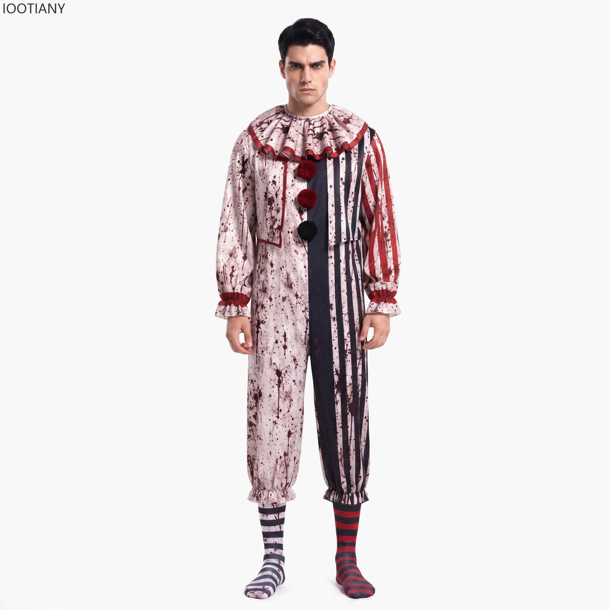 Combinaison Clown Sanglant Femme – Tenue de Cirque Gothique Rayée – vue 2