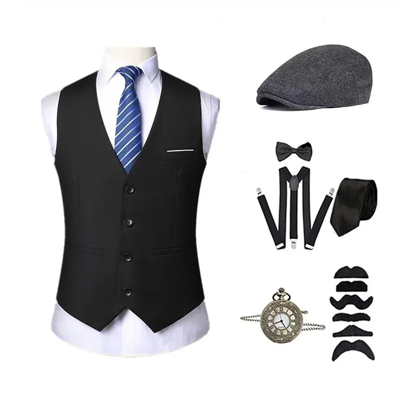 Costume Rétro Années 20 Homme – Gilet, Chapeau, Cravate et Montre – vue 7