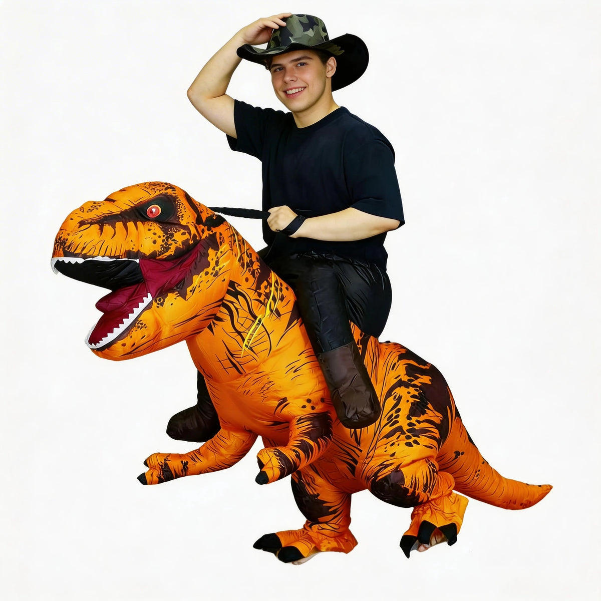 Déguisement Gonflable T-Rex à Chevaucher - Costume Dinosaure Halloween – vue 10
