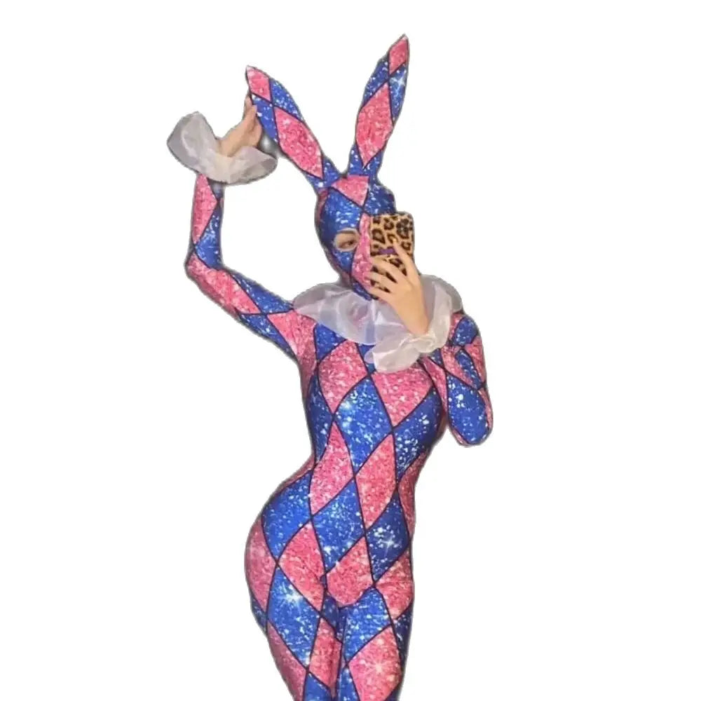 Combinaison Lapine Sexy Femme – Tenue de Danse avec Col