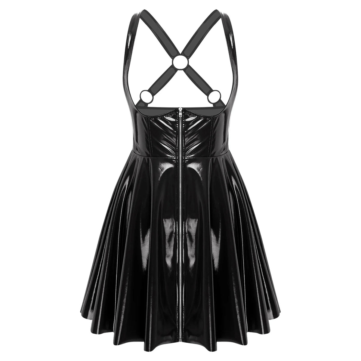 Robe Moulante Effet Cuir Mouillé Gothique Sexy – vue 11