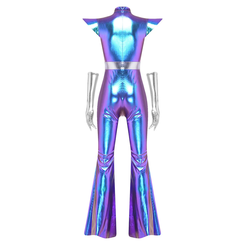 Combinaison Disco Alien Métallisée Femme – vue 4