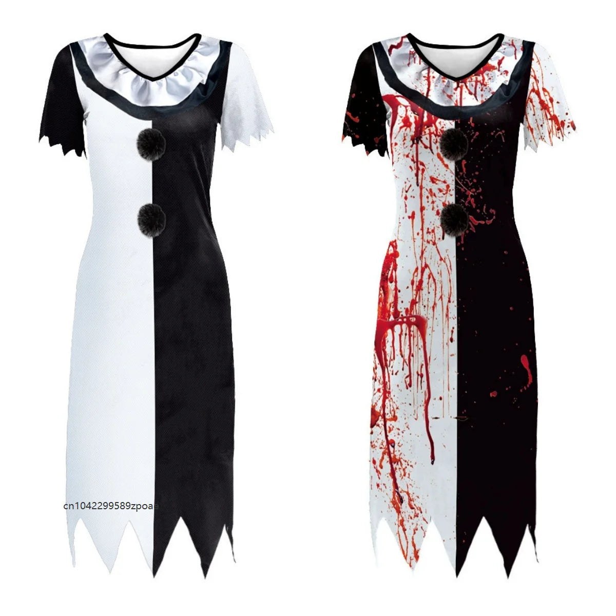 Robe Clown Effrayant Ensanglanté à Col Volanté – vue 2