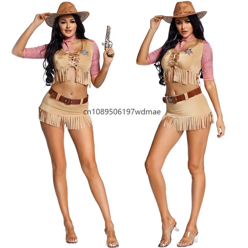 Déguisement Cowgirl Sexy Femme – Crop Top et Jupe à Franges – vue 5