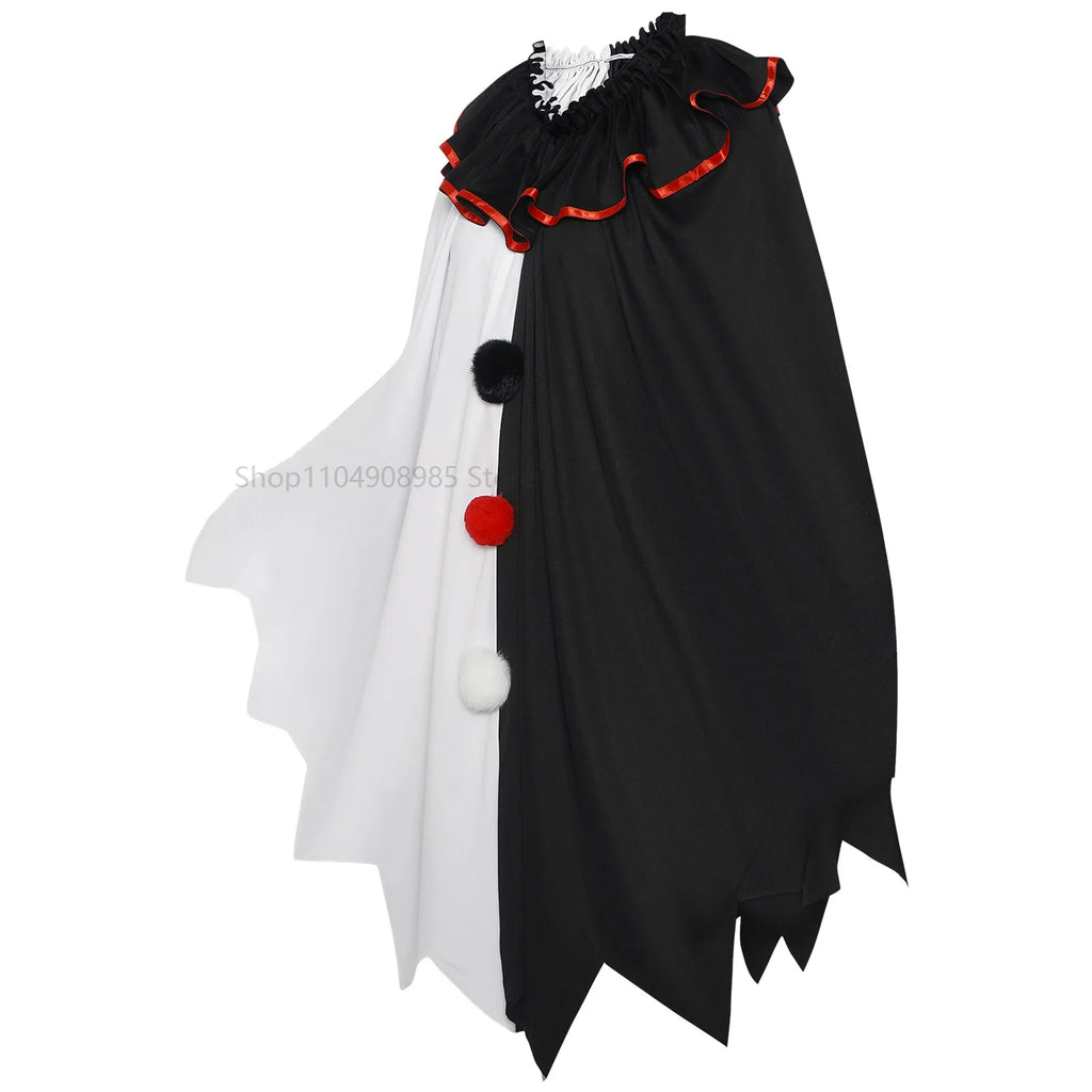 Cape Clown Effrayant Noire et Blanche – Adulte – vue 4