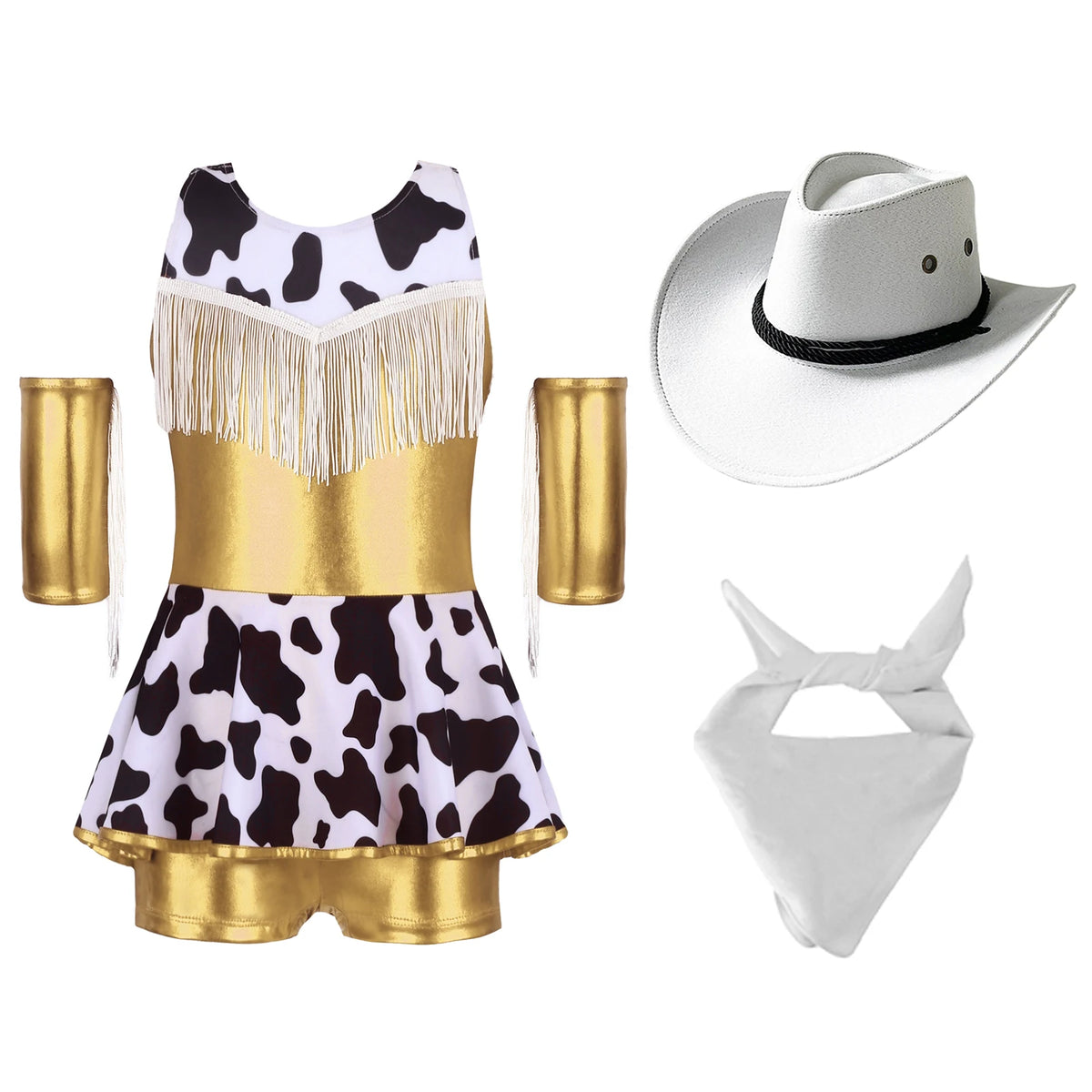Déguisement Cowgirl Fille Métallisé avec Chapeau et Bandana – vue 7