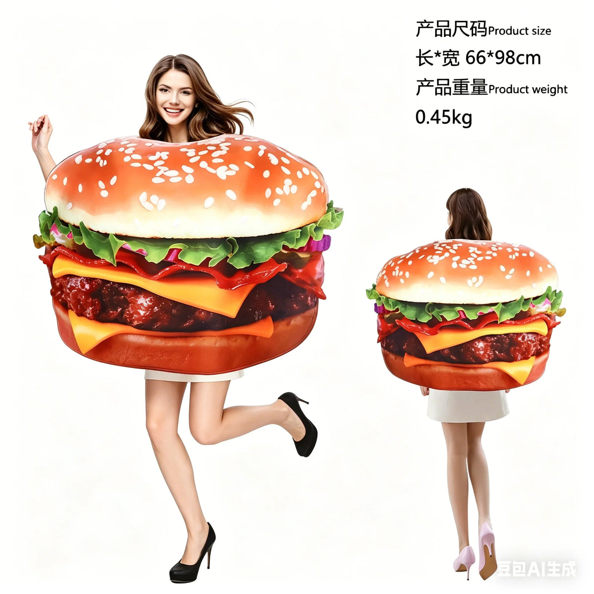 Combinaison Imprimé Fast-Food Rigolote – Hot-Dog, Pizza, Burger – vue 3