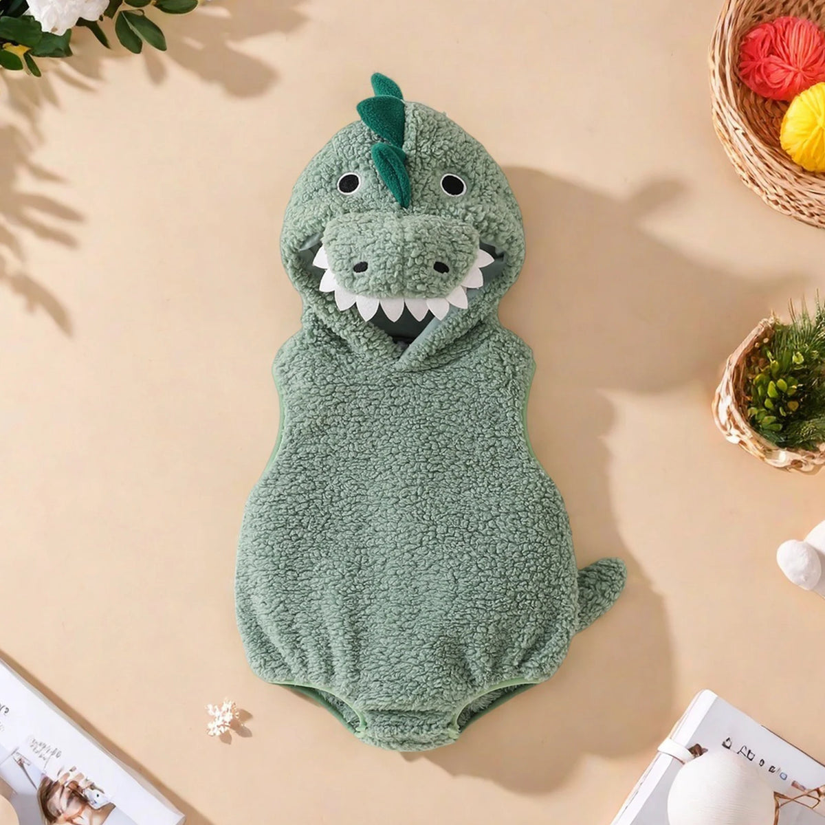 Déguisement Dinosaure Bébé — Body sans Manches à Capuche – vue 8
