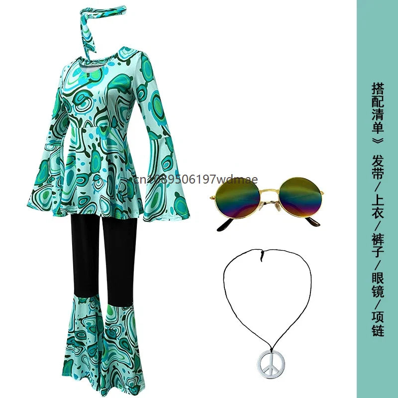 Déguisement Hippie Disco Femme Multicolore avec Bandeau – vue 10