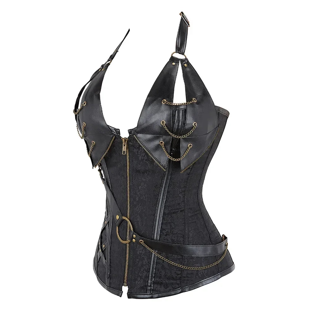 Bustier Corset Pirate Viking en Cuir – vue 2