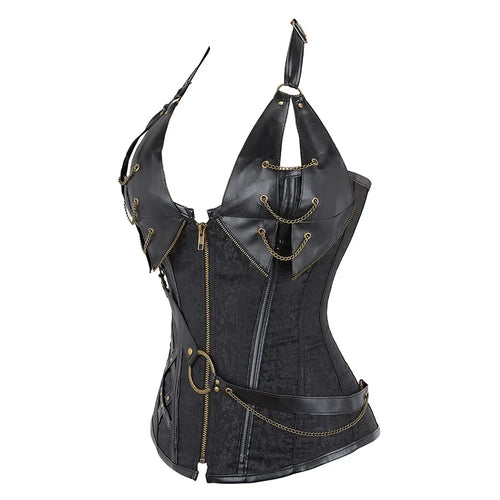 Bustier Corset Pirate Viking en Cuir – vue 2
